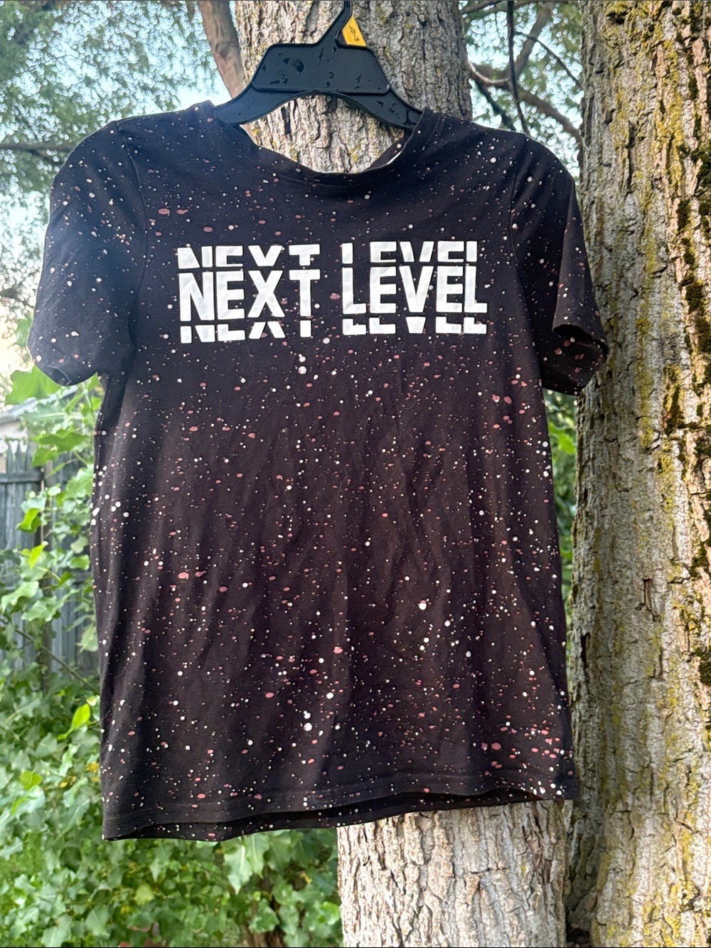 Next Level Graphic Tee - Black with Pink & White Splatter